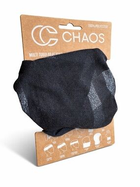 CHAOS Black Grey Multi Tubular Headwear Neck Gaiter Black Lightweight Unisex